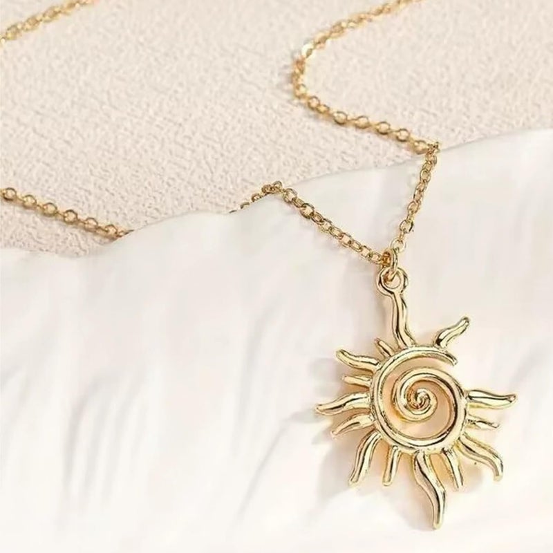 TACBSP Rapunz Sun Necklace for Women Tangled Necklace Sun Necklaces Opal Pendant Neckalces Healing Crystal Necklaces Christmas Trendy Jewelry - Image 3